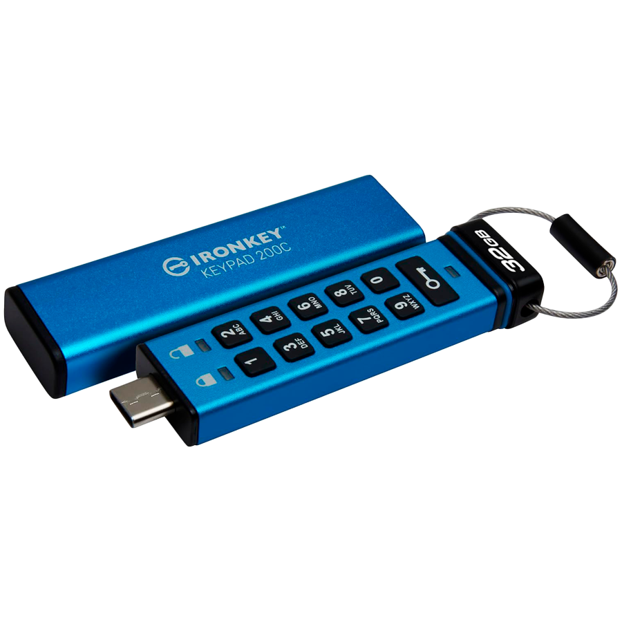 Kingston 32GB USB-C IronKey Keypad 200C, FIPS 140-3 Lvl 3 (Pending) AES-256