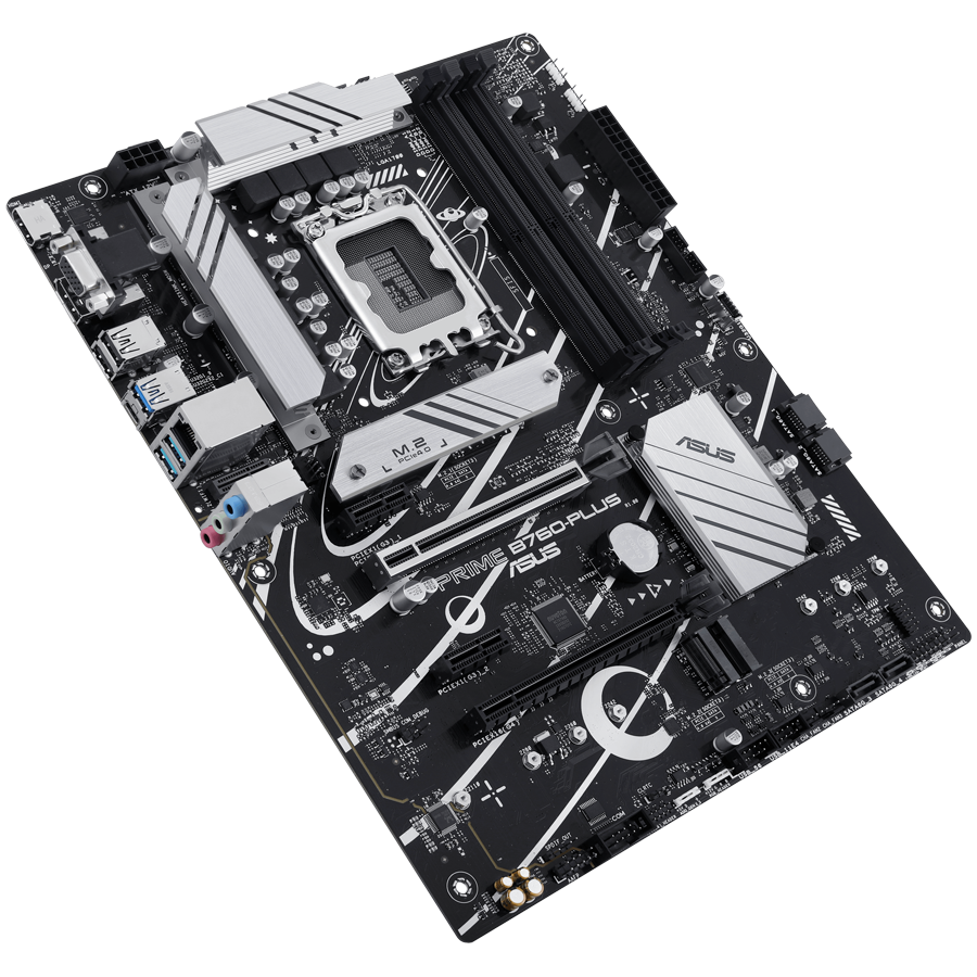 ASUS PRIME B760-PLUS LGA1700 ATX MB - Intel B760 4xDIMM DDR5 3xM.2 4xSATA PCIe 5.0 2.5Gb Ethernet 1xD-SUB 1xDisplayPort 1xHDMI with Aura Sync support