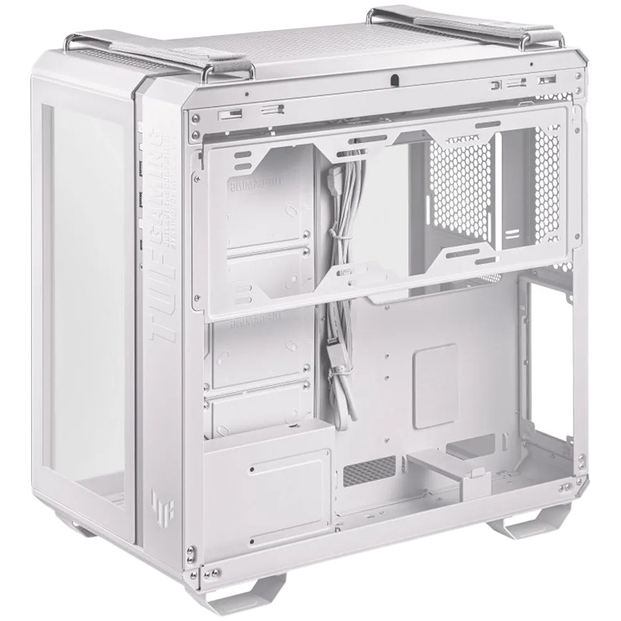 ASUS TUF Gaming GT502 PLUS ATX Gaming case White, Dual Chamber Chassis, Panoramic View, Tempered Glass front and side panel, Tool-Free side panels, pre-installed 4 ARGB fans & fan hub, Front Panel High-Speed USB Type-C