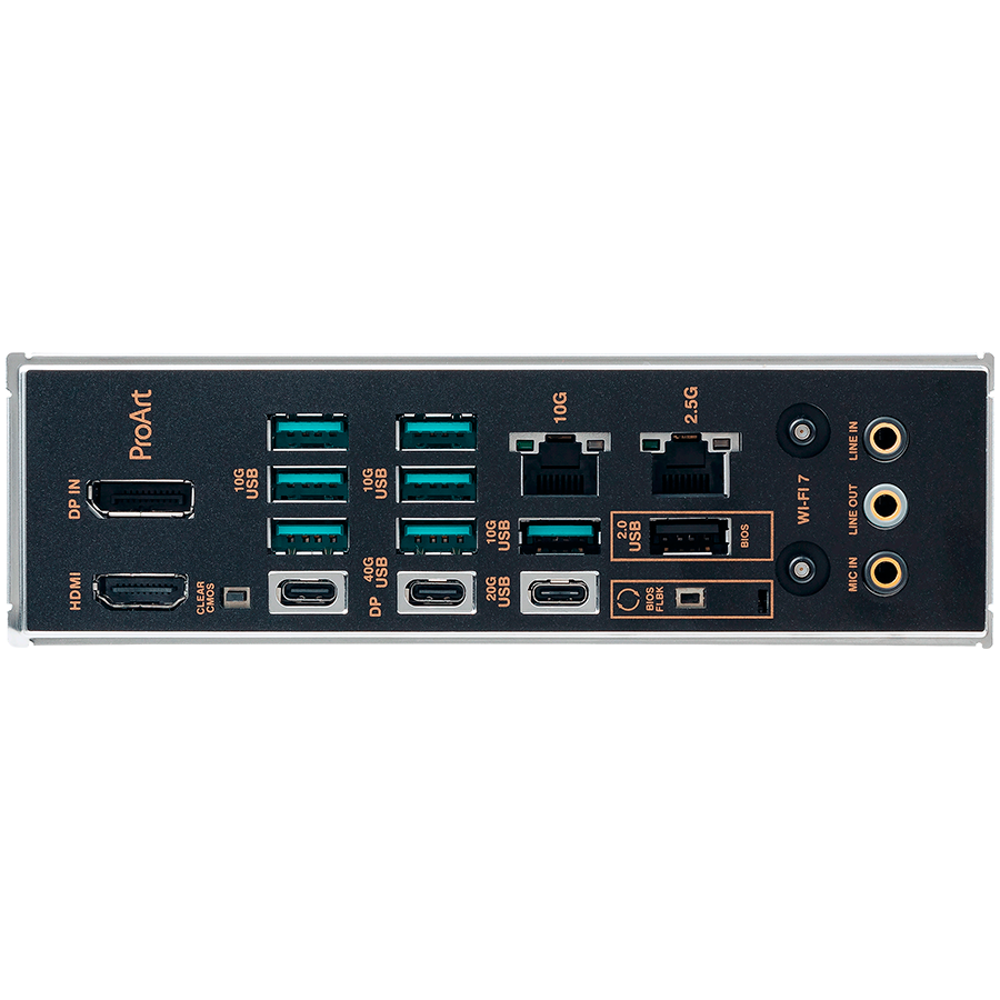 ASUS PROART X870E-CREATOR WIFI AM5 ATX professional MB - AMD X870E 4xDIMM DDR5 4xM.2 4xSATA PCIe 5.0 10Gb + 2.5Gb Ethernet WiFi 7 + Bluetooth 1xHDMI 2xUSB4 40Gbps ports (USB Type-C) with Aura Sync