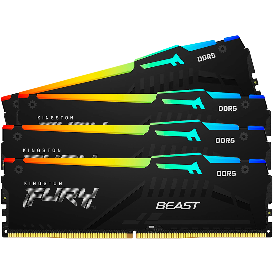 Kingston DRAM 64GB 5600MT/s DDR5 CL40 DIMM (Kit of 4) FURY Beast RGB XMP