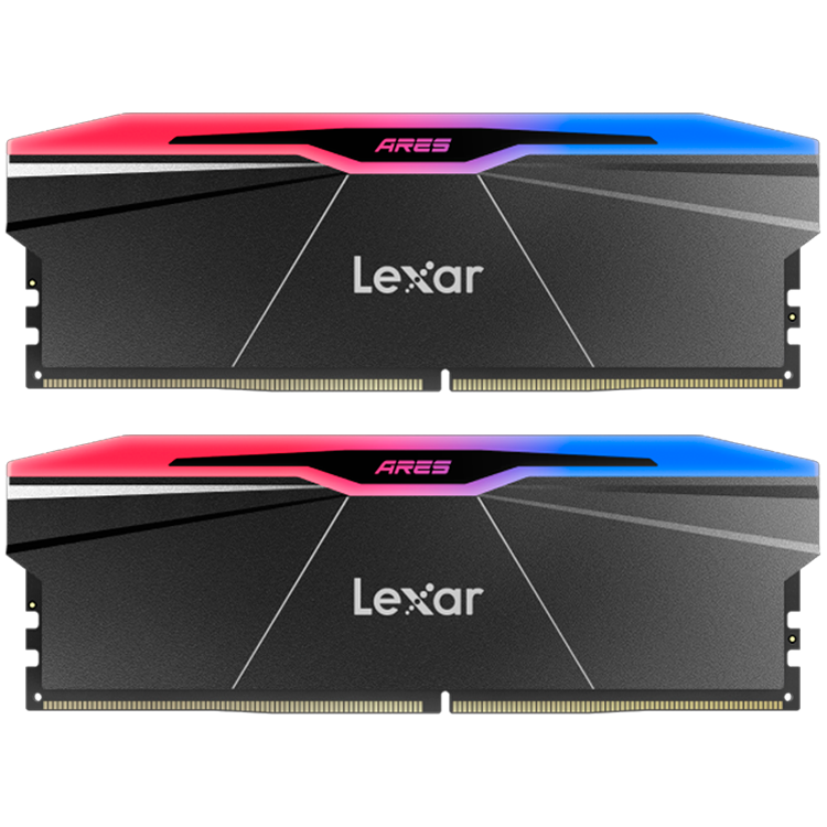 Lexar Ares 32GB Kit (2X16GB) DDR5 8000MHz UDIMM CL38 1.45V with heatsink and RGB lighting, Dual pack, Black Color