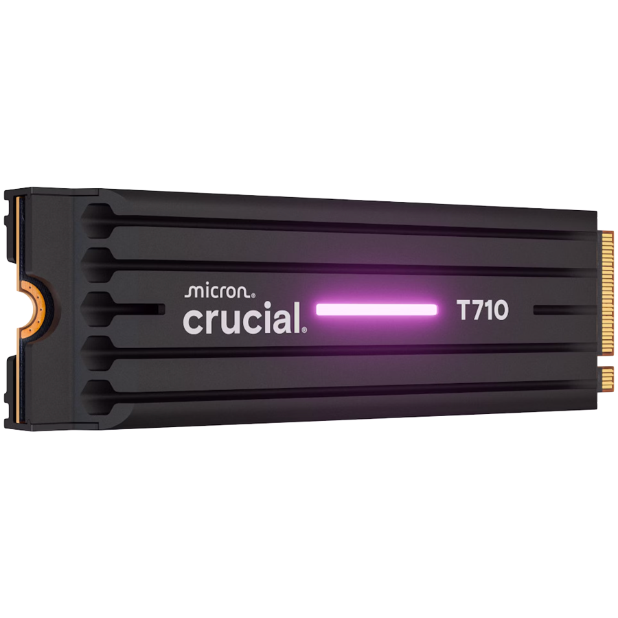 CRUCIAL T710 1TB PCIe Gen5 NVMe M.2 2280 SSD up to 14900 MB/s read and 13700 MB/s write, with heatsink