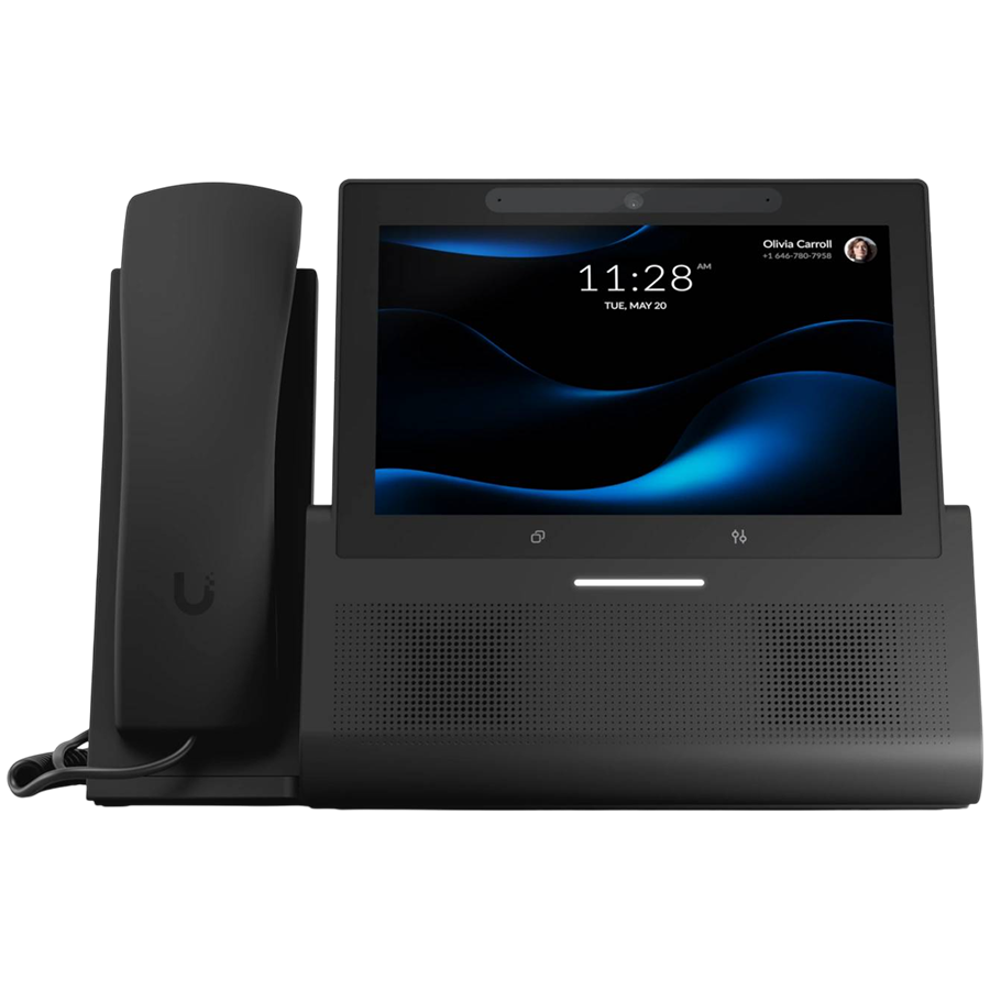 Ubiquiti UniFi UTP-G3-Touch-Enterprise premium desktop smartphone for UniFi Talk, featuring a 7" touch display and seamless integration with UniFi applications integrates with 3rd party PBX platforms using Talk Relay