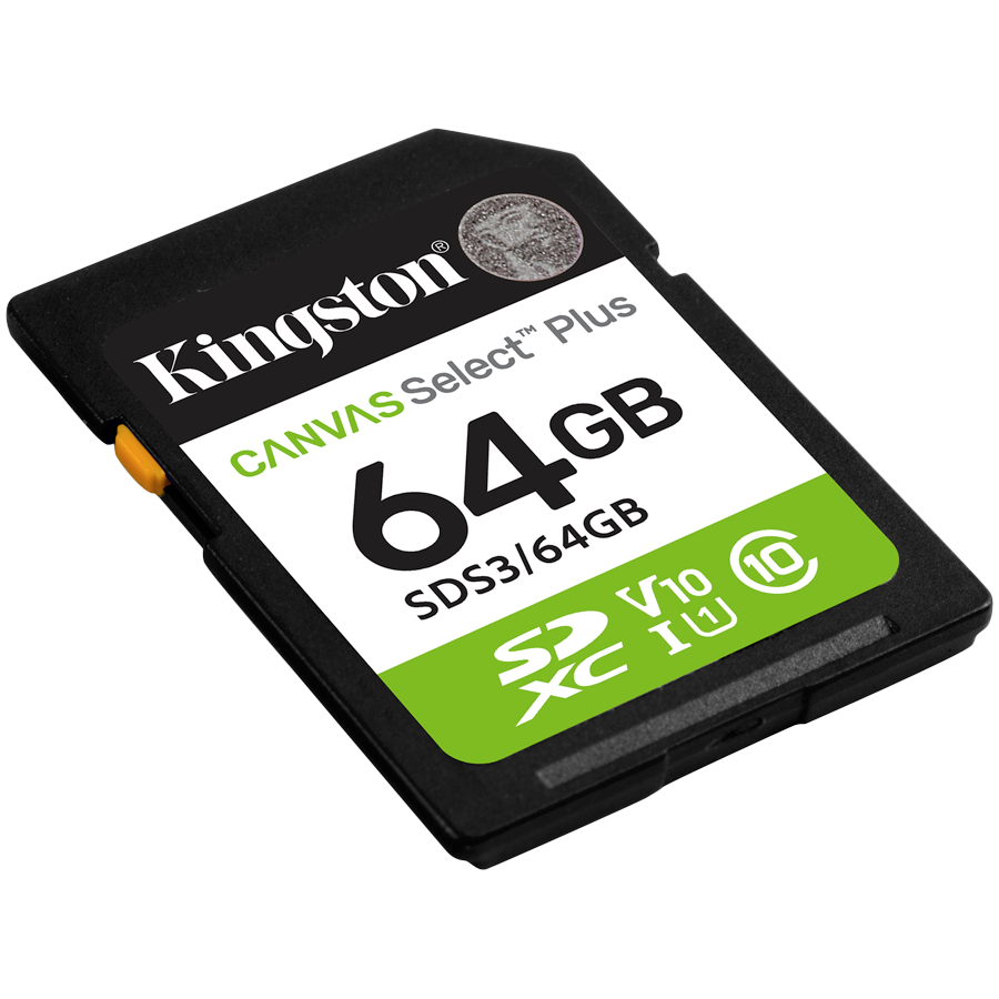 Kingston 64GB SDXC Canvas Select Plus Gen3 100MB/s C10 UHS-I U1 V10