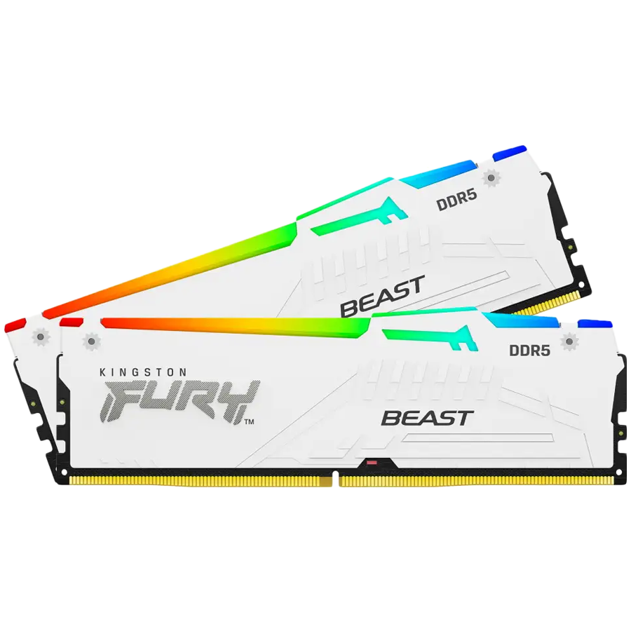 Kingston 64GB 5600MT/s DDR5 CL40 DIMM (Kit of 2) FURY Beast White RGB XMP