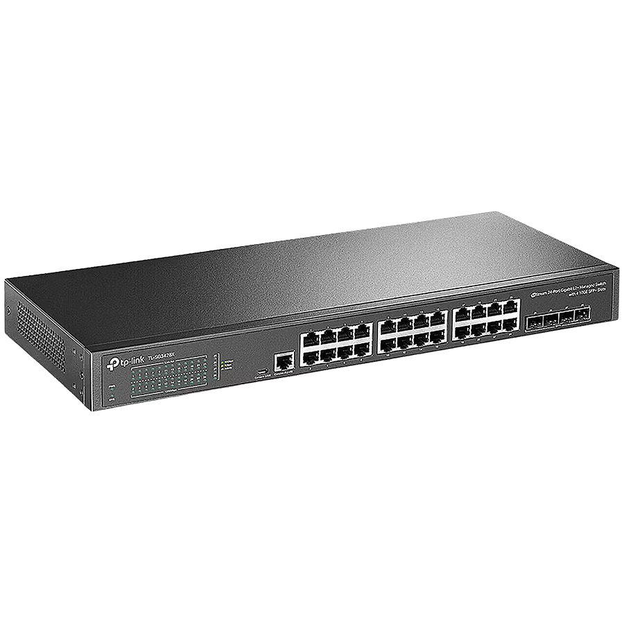 TP-Link SG3428X-M2 Omada 24-Port 2.5GBASE-T L2+ Managed Switch with 4 10GE SFP+ Slots, 24× 2.5 Gbps RJ45 ports, 4× 10 Gbps SFP+, Static Routing, VLAN, ACL, QoS, IGMP Snooping, OAM, DDM, ERPS, Zero-Touch Provisioning, Omada APP
