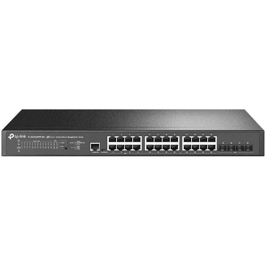 Omada 24-Port Gigabit and 4-Port 10GE SFP+ L2+ Managed Switch with 24-Port PoE+