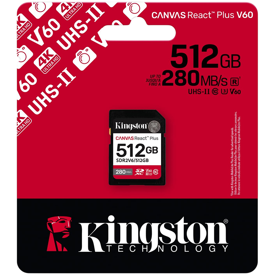 Kingston 512GB SDXC Canvas React Plus SDXC UHS-II 280R/150W U3 V60