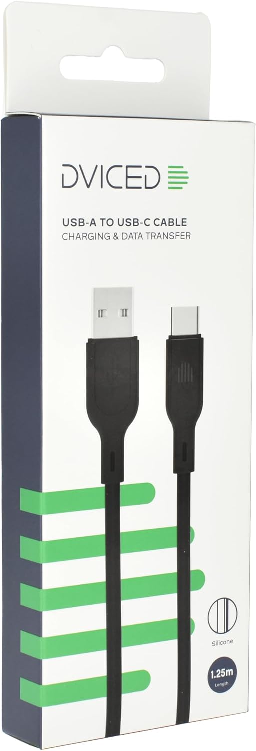 Dviced Cable USB-A to USB-C silicone 1,25m - Black