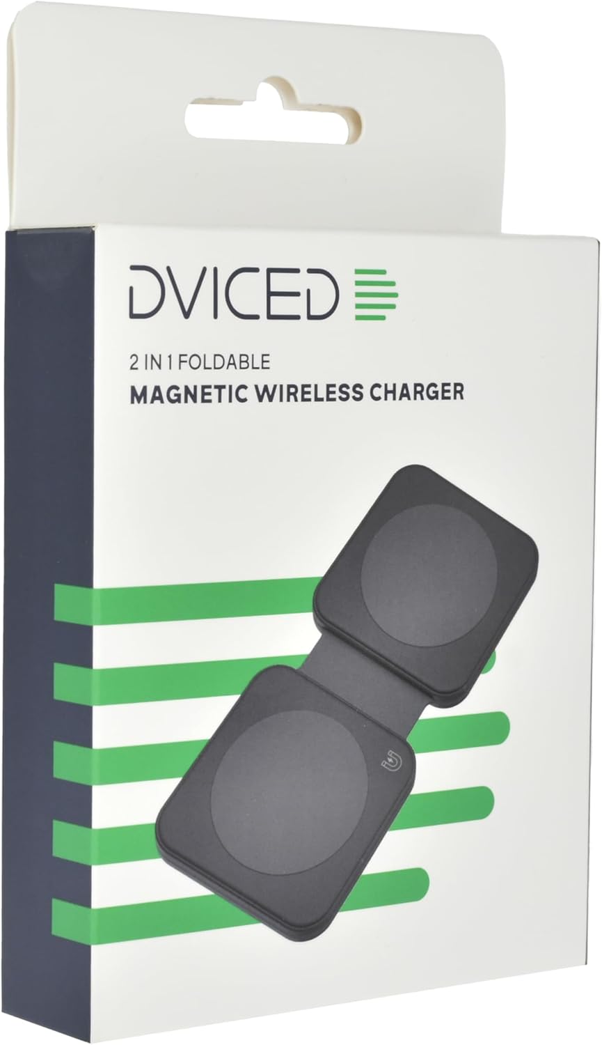 Dviced 2-in-1 foldable magnetic wireless charger - Black