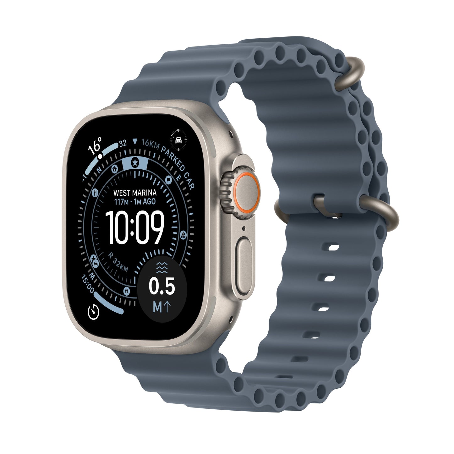 Apple Watch Ultra 3 49mm Natural Titanium Case Anchor Blue Ocean Band