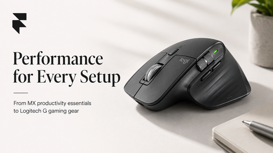 Logitech MX Master wireless mouse on a desk with the text Performance for Every Setup, Florence Trading UAE
