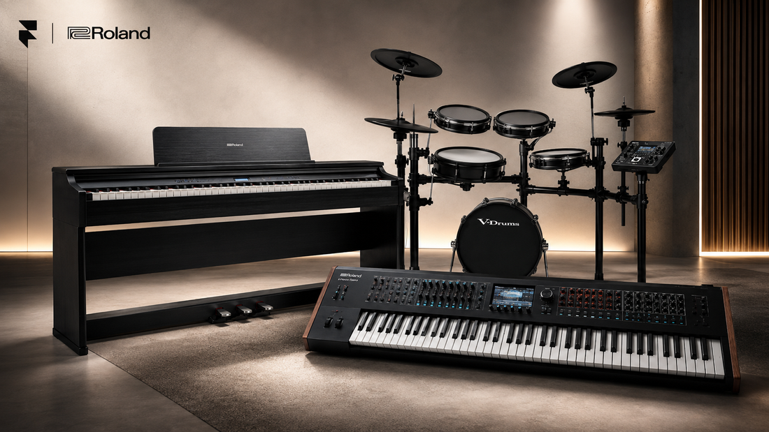 Roland's Latest Synths and Digital Pianos — Built for Home Studios, featuring V-Drums, digital piano, and synth keyboard | Florence Trading