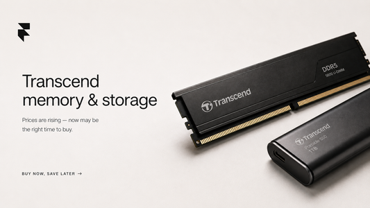 Transcend DDR5 memory module and 1TB portable SSD promotional image: prices are rising, now may be the right time to buy