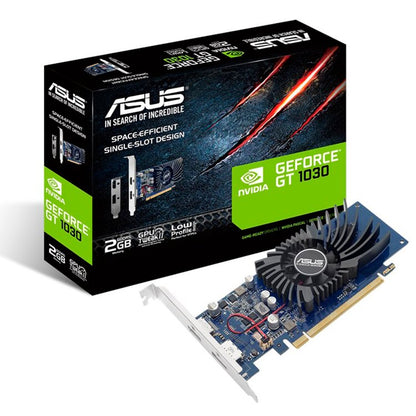 ASUS Video Card NVidia GeForce GT 1030 2GB GDDR5 (GT1030-2G-BRK) VGA low profile graphics card for HTPC build (with I/O port brackets), PCIe 3.0, 1xHDMI 2.0b, 1xDisplayPort 1.4a