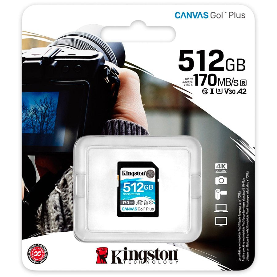 Kingston 512GB SDXC Canvas Go Plus 170R C10 UHS-I U3 V30