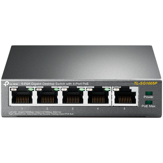 TP-LINK TL-SG1005P 5-Port Gigabit Desktop Switch with 4-Port PoE