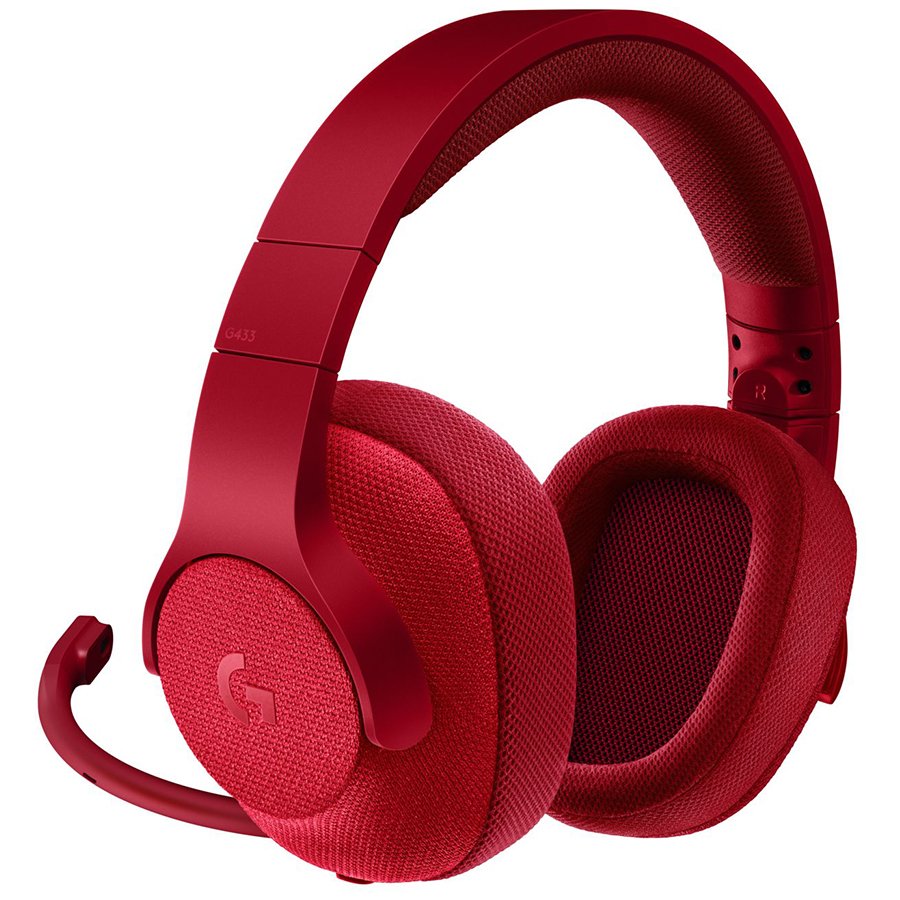 LOGITECH G433 Wired Gaming Headset 7.1 - FIRE RED - 3.5 MM - USB DAC