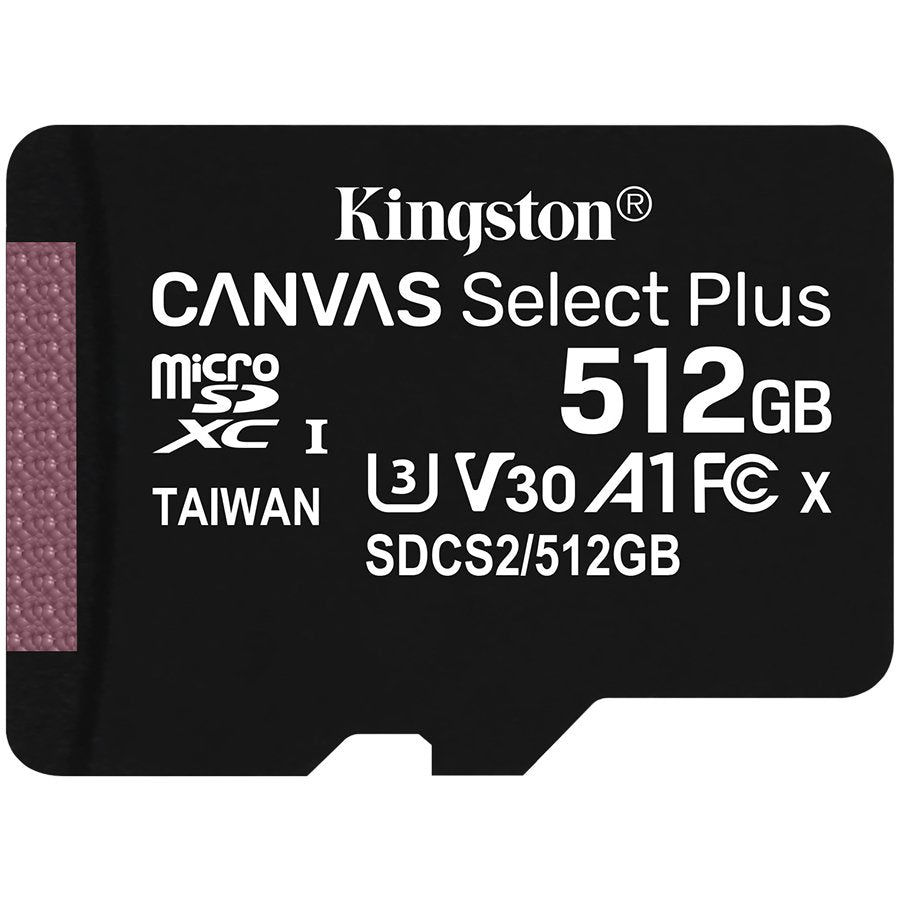 Kingston 512GB micSDXC Canvas Select Plus 100R A1 C10 Single Pack w/o ADP