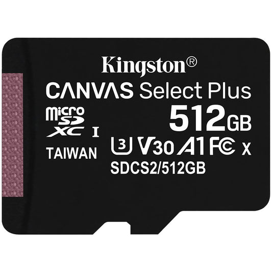 Kingston 512GB micSDXC Canvas Select Plus 100R A1 C10 Single Pack w/o ADP