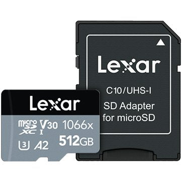 Lexar 512GB High-Performance 1066x microSDXC UHS-I, up to 160MB/s read 120MB/s write C10 A2 V30 U3