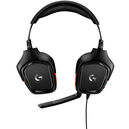 LOGITECH G332 Wired Gaming Headset - LEATHERETTE - BLACK/RED - 3.5 MM