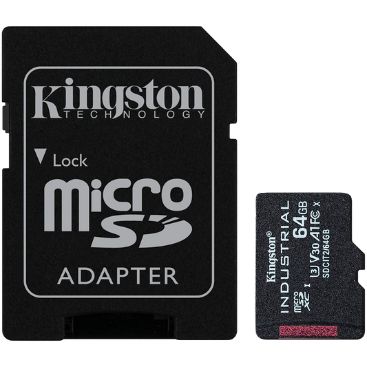 Kingston 64GB microSDXC Industrial C10 A1 pSLC Card + SD Adapter