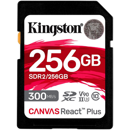 Kingston 256GB Canvas React Plus SDXC UHS-II 300R/260W U3 V90 for Full HD/4K/8K