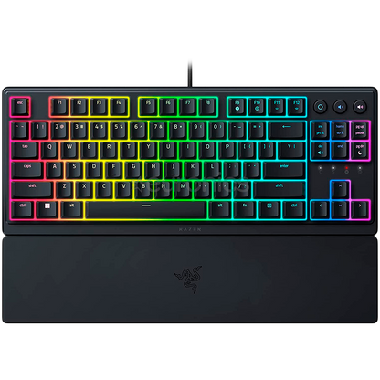 Razer Ornata V3 Tenkeyless, Low Profile Gaming Keyboard, US Layout, 8 Razer Chroma™ RGB Lighting Zones, Dedicated Media Keys, UV-coated ABS Keycaps, 1000 Hz Ultrapolling, Durable spill-resistant design, Braided fiber cable