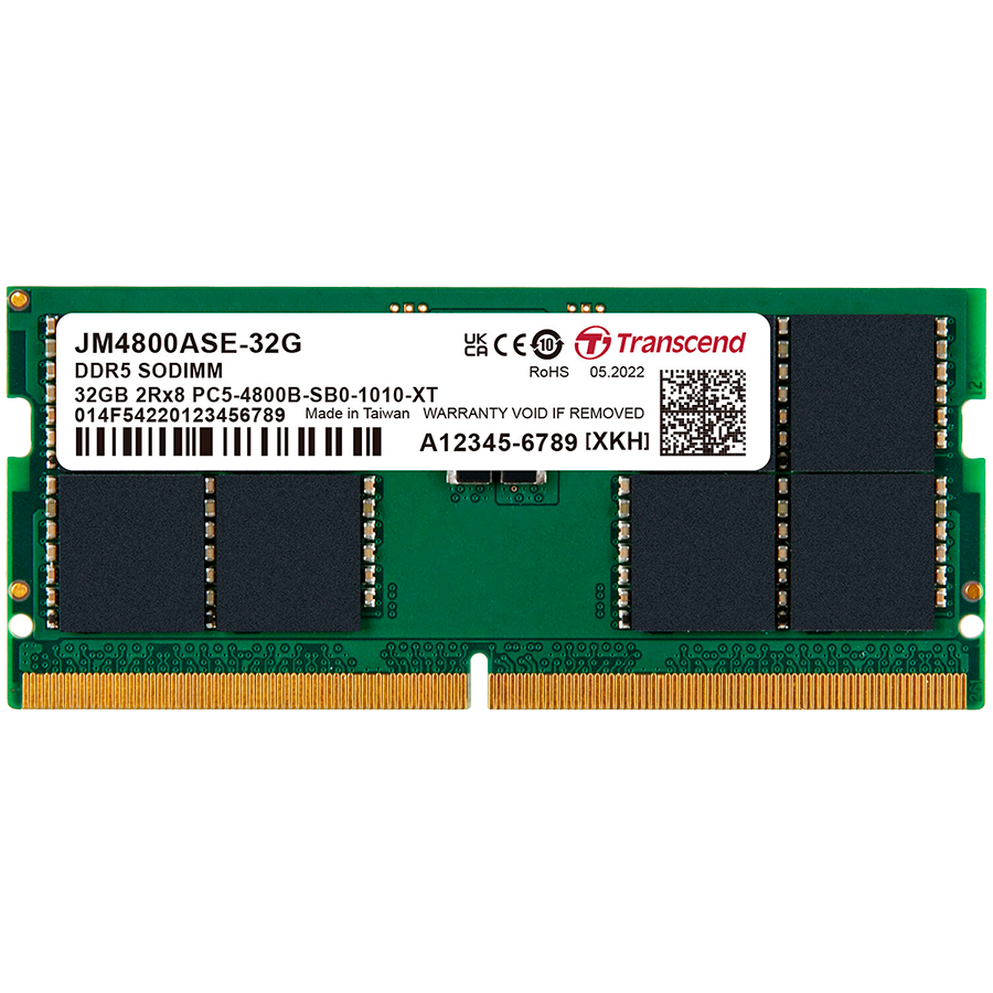 Transcend 32GB JM DDR5 4800 SO-DIMM 2Rx8 (2Gx8)x16 CL40 1.1V
