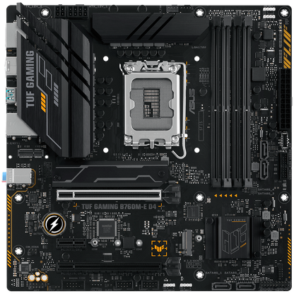 ASUS MB TUF GAMING B760M-E D4  B760, LGA1700,  4xDDR4, 2PCI-Ex16, 4SATA3, 7.1-ch, 2.5GLAN, 6 USB 3.2, 1 USB Type-C, HDMI, DP, mATX,