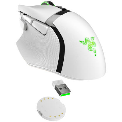 Razer Basilisk V3 Pro White, Wireless Gaming Mouse, True 30000 dpi, Focus Pro 30K Optical Sensor, Gen-3 Optical Mouse Switches, 11 programmable buttons, Razer Speedflex Cable USB Type C, 90-million Clicks