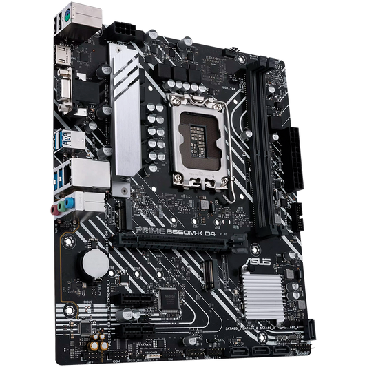 ASUS PRIME B660M-K D4 LGA1700 mATX MB - Intel B660 2xDIMM DDR4 2xM.2 4xSATA PCIe 4.0 1Gb Ethernet 1xD-SUB 1xHDMI with ASUS Lighting Control