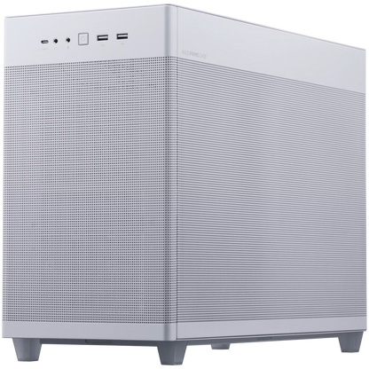 ASUS Prime AP201 MicroATX Case White - stylish 33-liter MicroATX case with tool-free side panels and a quasi-filter mesh, with support for 360 mm coolers, graphics cards up to 338 mm long, and standard ATX PSUs