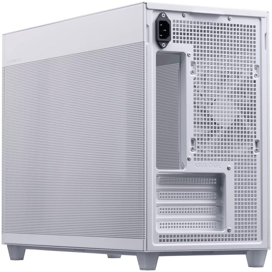 ASUS Prime AP201 MicroATX Case White - stylish 33-liter MicroATX case with tool-free side panels and a quasi-filter mesh, with support for 360 mm coolers, graphics cards up to 338 mm long, and standard ATX PSUs
