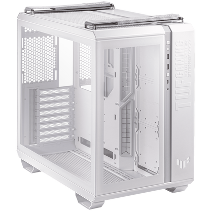 ASUS TUF Gaming GT502 ATX Gaming case White, Dual Chamber Chassis, Panoramic View, Tempered Glass front and side panel, Tool-Free side panels, Front Panel High-Speed USB Type-C