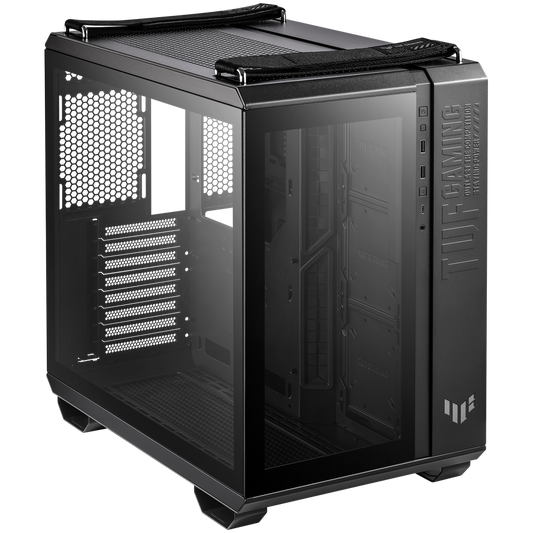 ASUS TUF Gaming GT502 ATX Gaming case Black, Dual Chamber Chassis, Panoramic View, Tempered Glass front and side panel, Tool-Free side panels, Front Panel High-Speed USB Type-C