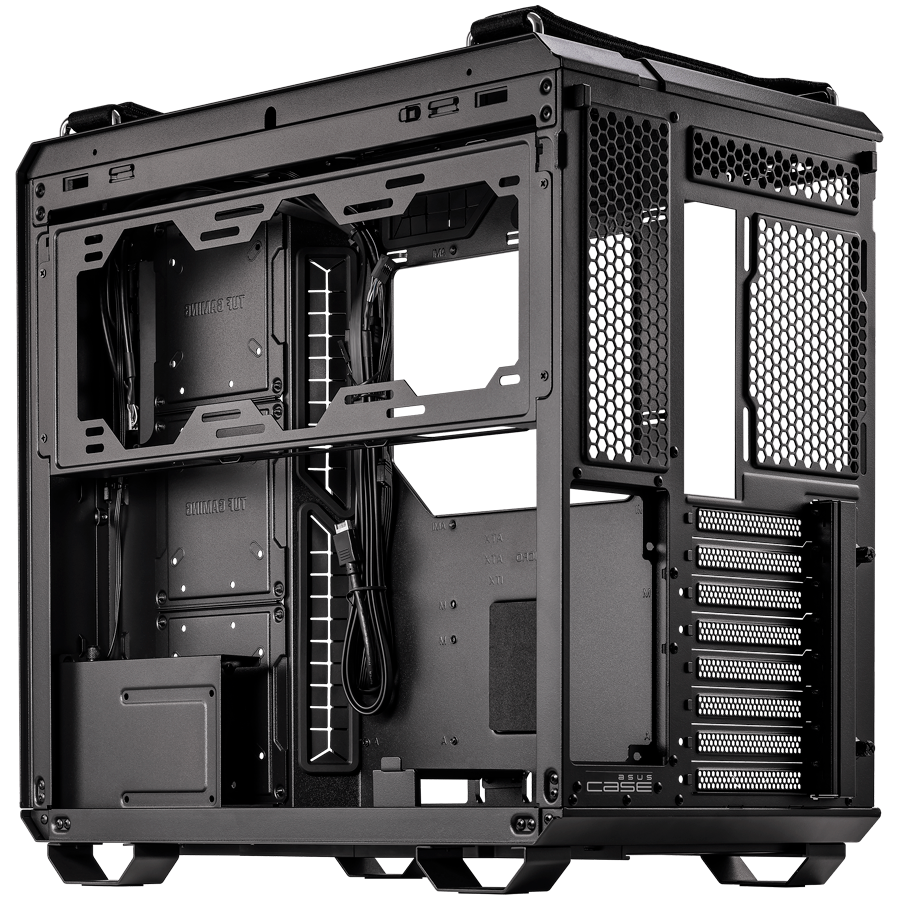 ASUS TUF Gaming GT502 ATX Gaming case Black, Dual Chamber Chassis, Panoramic View, Tempered Glass front and side panel, Tool-Free side panels, Front Panel High-Speed USB Type-C