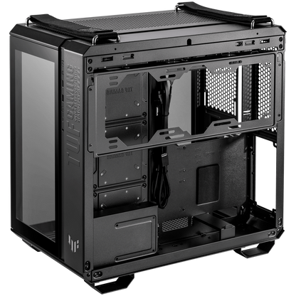ASUS TUF Gaming GT502 ATX Gaming case Black, Dual Chamber Chassis, Panoramic View, Tempered Glass front and side panel, Tool-Free side panels, Front Panel High-Speed USB Type-C