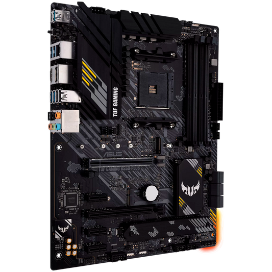 ASUS TUF GAMING B550-PLUS AM4 ATX gaming MB - AMD B550 4xDIMM DDR4 2xM.2 4xSATA PCIe 4.0 2.5Gb Ethernet 1xDisplayPort 1xHDMI with Aura Sync RGB lighting support