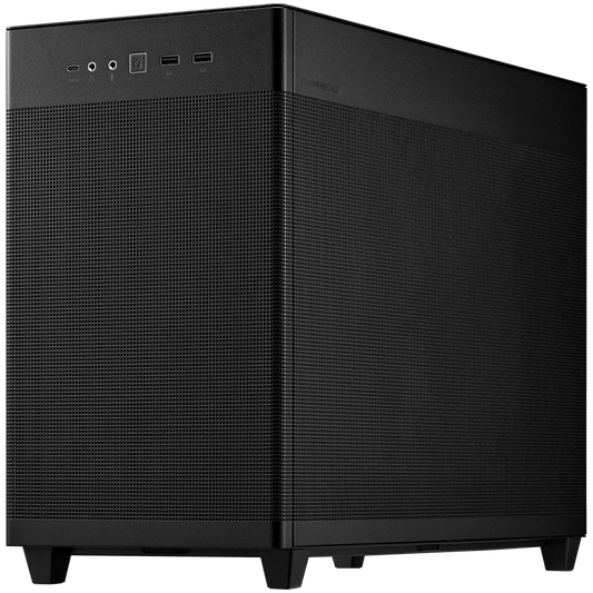 ASUS Prime AP201 MicroATX Case Black - stylish 33-liter MicroATX case with tool-free side panels and a quasi-filter mesh, with support for 360 mm coolers, graphics cards up to 338 mm long, and standard ATX PSUs