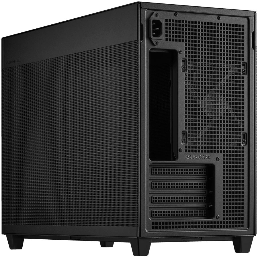 ASUS Prime AP201 MicroATX Case Black - stylish 33-liter MicroATX case with tool-free side panels and a quasi-filter mesh, with support for 360 mm coolers, graphics cards up to 338 mm long, and standard ATX PSUs