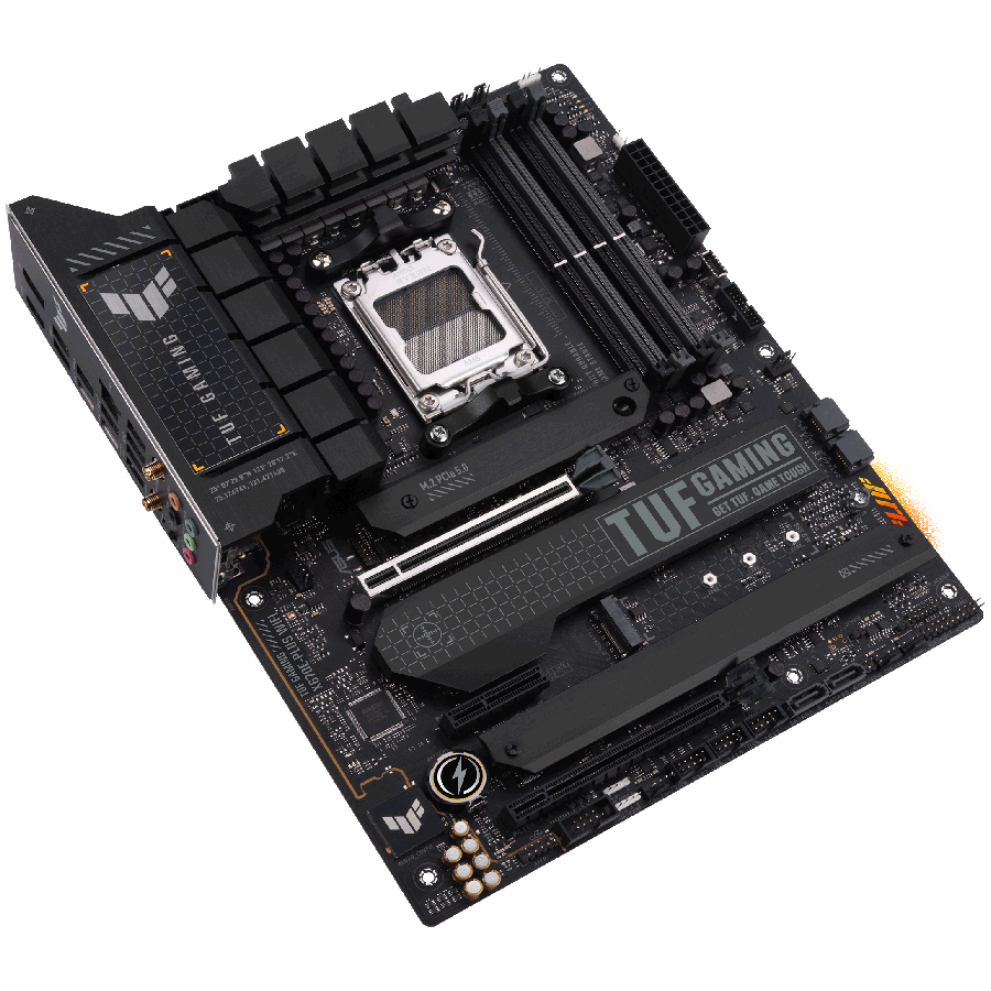 ASUS TUF GAMING X670E-PLUS WIFI AM5 ATX gaming MB - AMD X670 4xDIMM DDR5 4xM.2 4xSATA PCIe 5.0 2.5Gb Ethernet WiFi 6E + Bluetooth 1xDisplayPort 1xHDMI with Aura Sync support