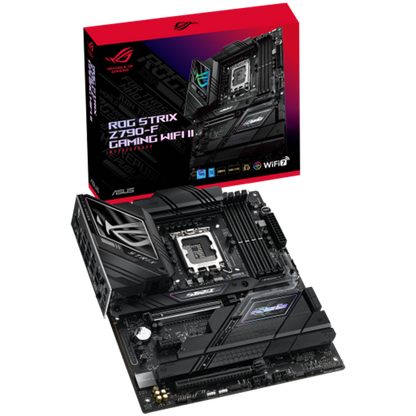 ASUS ROG STRIX Z790-F GAMING WIFI II LGA1700 ATX gaming MB - Intel Z790 4xDIMM DDR5 5xM.2 4xSATA PCIe 5.0 2.5Gb Ethernet WiFi 7 + Bluetooth 1xDisplayPort 1x HDMI with Aura Sync support