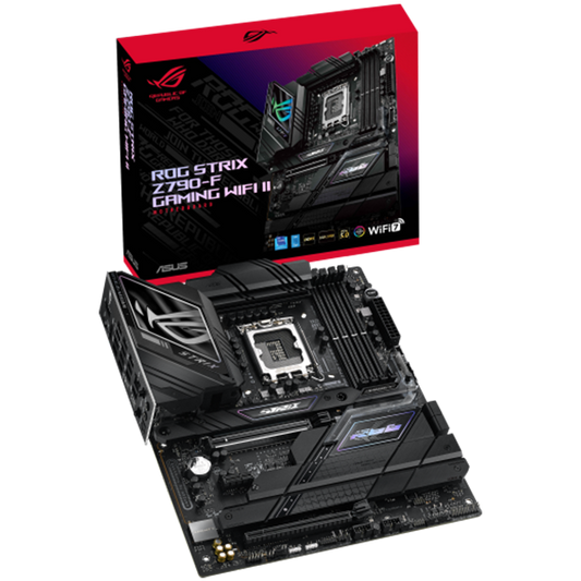 ASUS ROG STRIX Z790-F GAMING WIFI II LGA1700 ATX gaming MB - Intel Z790 4xDIMM DDR5 5xM.2 4xSATA PCIe 5.0 2.5Gb Ethernet WiFi 7 + Bluetooth 1xDisplayPort 1x HDMI with Aura Sync support