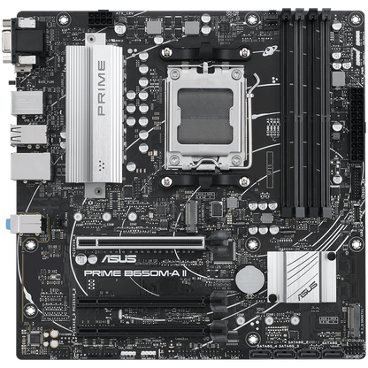 ASUS PRIME B650M-A II-CSM AM5 mATX MB - AMD B650 4xDIMM DDR5 2xM.2 4xSATA PCIe 5.0 2.5Gb Ethernet 1xD-SUB 1xDisplayPort 1xHDMI with Aura Sync support