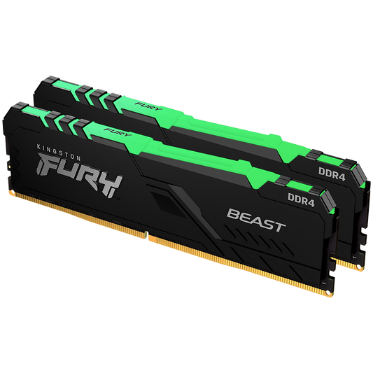 Kingston 32GB 3200MT/s DDR4 CL16 DIMM (Kit of 2) 1Gx8 FURY Beast RGB