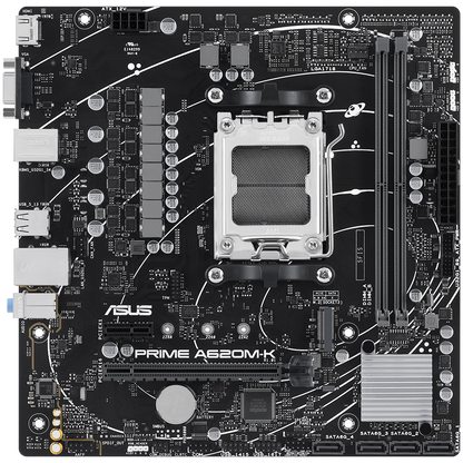ASUS PRIME A620M-K AM5 mATX MB - AMD A620 2xDIMM DDR5 1xM.2 4xSATA PCIe 4.0 1Gb Ethernet 1xD-SUB 1xHDMI Aura Sync RGB Lighting
