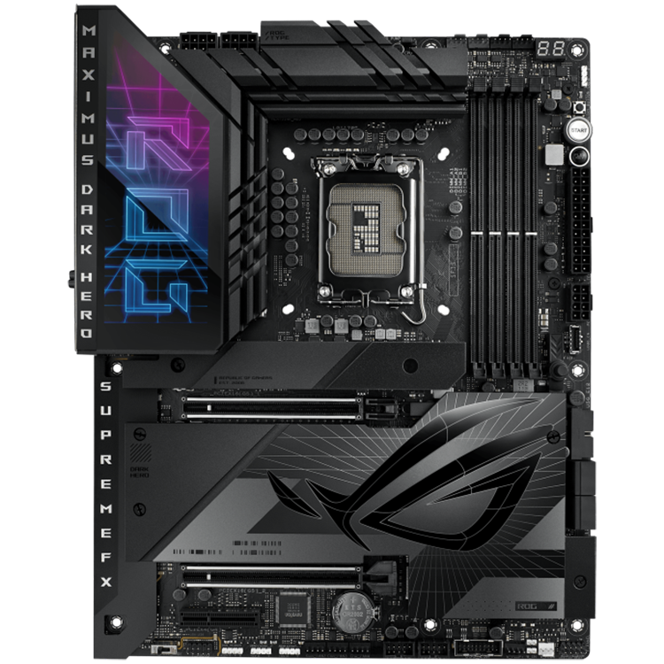 ASUS ROG MAXIMUS Z790 DARK HERO LGA1700 ATX gaming MB - Intel Z790 4xDIMM DDR5 5xM.2 4xSATA PCIe 5.0 2.5Gb Ethernet WiFi 7 + Bluetooth 1xHDMI 2x Intel Thunderbolt 4 ports (USB Type-C) with Aura Sync support
